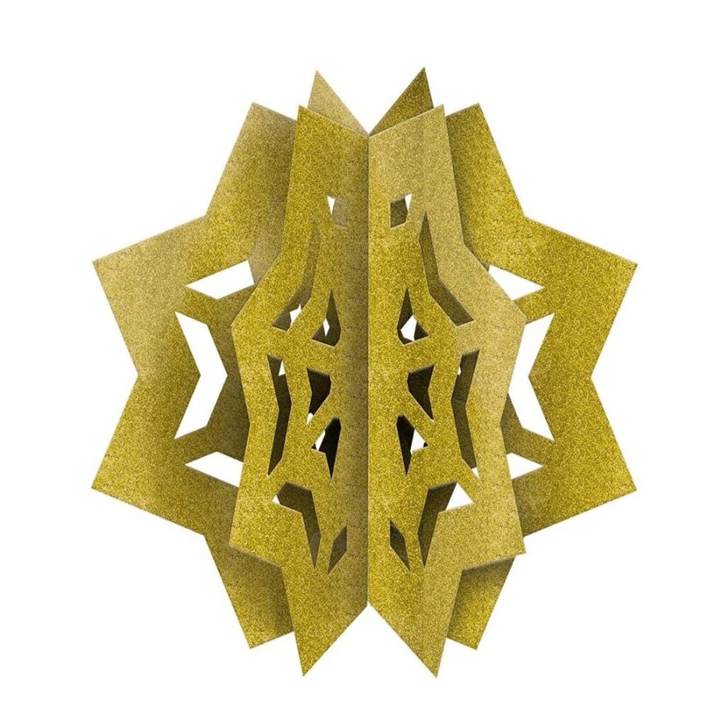 NEW Gold Glitter 3D Star Lantern 9" 8 Point Christmas Decorations Holiday Eid Ra